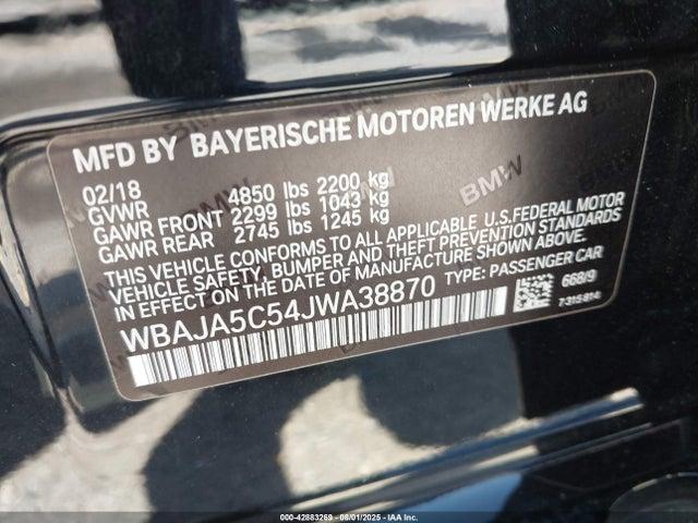 WBAJA5C54JWA38870 BMW 530I