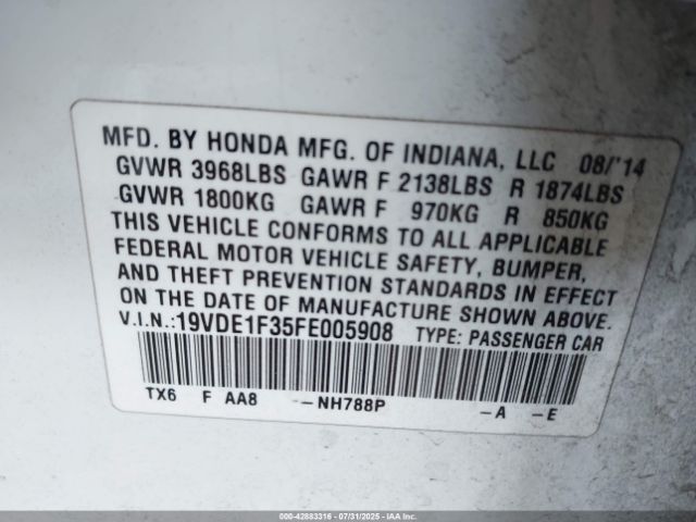 2015 ACURA ILX 19VDE1F35FE005908 Photo 8