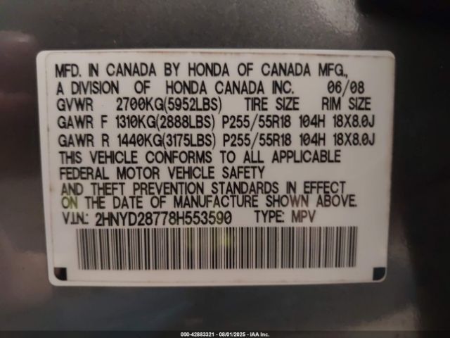 2008 ACURA MDX 2HNYD28778H553590 Photo 8