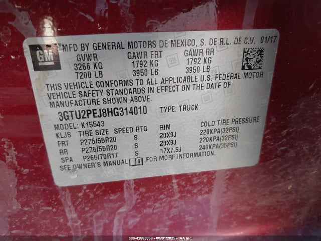 3GTU2PEJ8HG314010 GMC Sierra 1500 Denali