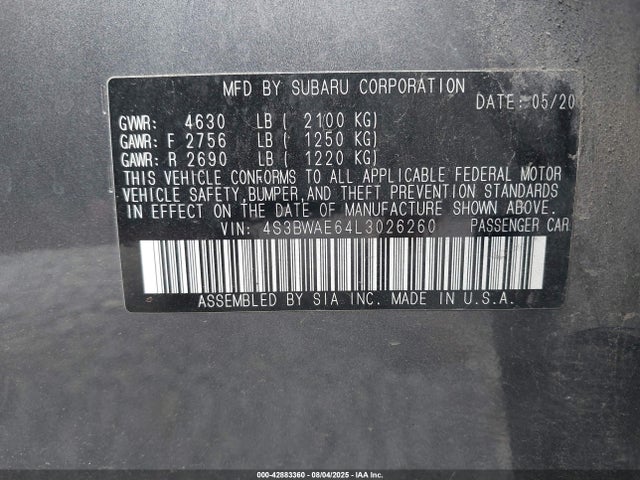 Subaru u5 2020 4S3BWAE64L3026260 Image 9