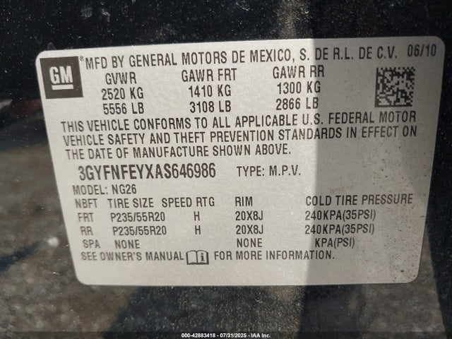 2010 CADILLAC SRX 3GYFNFEYXAS646986 Photo 8