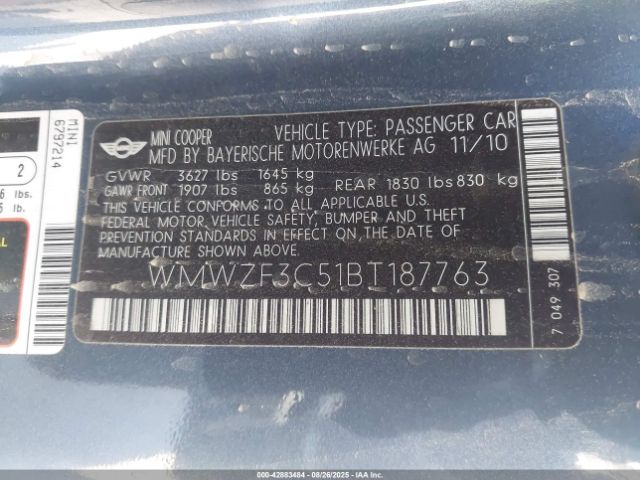 2011 MINI COOPER CLUBMAN WMWZF3C51BT187763 Photo 8