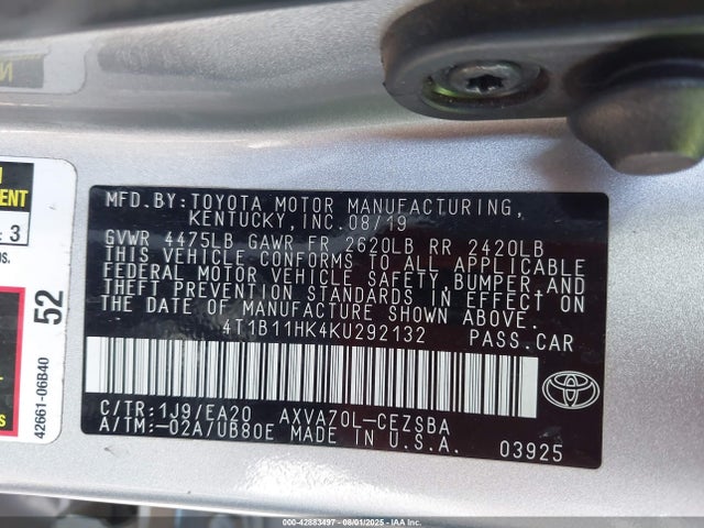 4T1B11HK4KU292132 Toyota a25a-fks