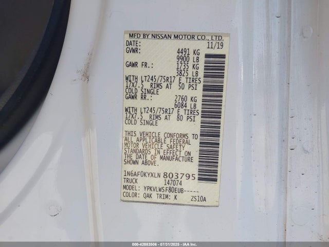 1N6AF0KYXLN803795 Nissan 2020