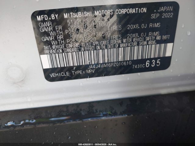 2023 MITSUBISHI OUTLANDER JA4J4VA86PZ010610 Photo 8