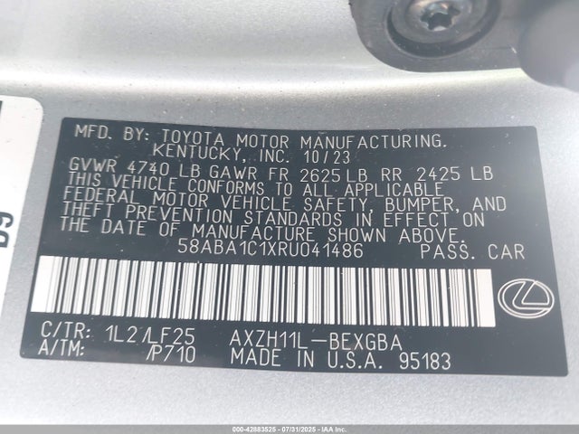 Lexus a25a-fxs, 3nm 2024 58ABA1C1XRU041486 Image 9