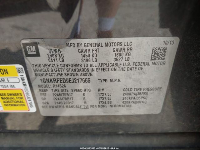 2014 CHEVROLET TRAVERSE 1GNKRFED9EJ217665 Photo 8