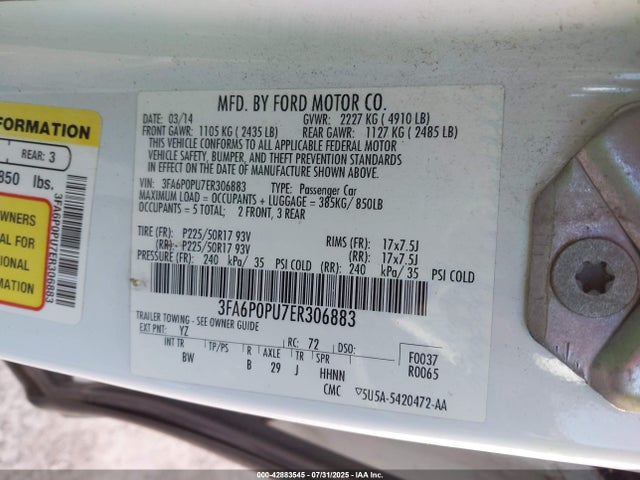 Ford 2014 2014 3FA6P0PU7ER306883 Image 9
