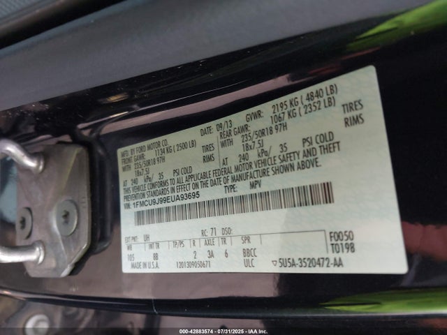 1FMCU9J99EUA93695 Ford 2014