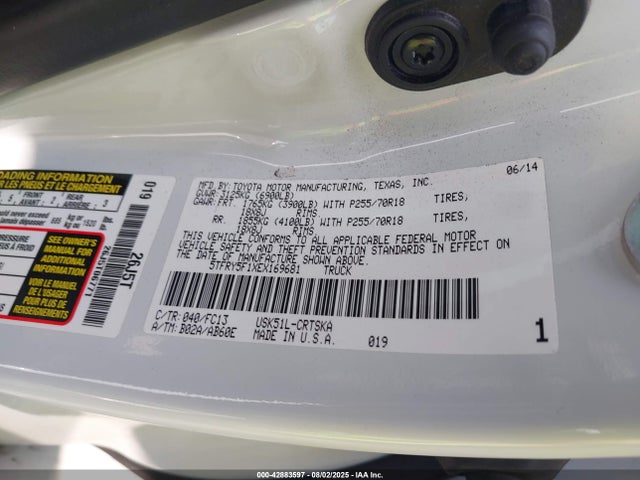 Toyota 3ur-fe 2014 5TFRY5F1XEX169681 Image 9