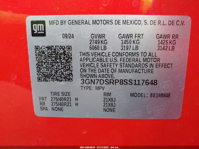 3GN7DSRP8SS117648 Chevrolet x0b+ec3
