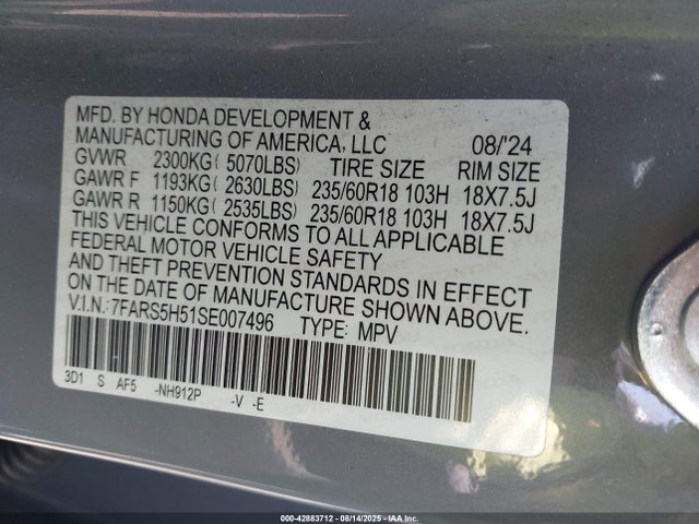 Honda lfc3 2025 7FARS5H51SE007496 Image 9