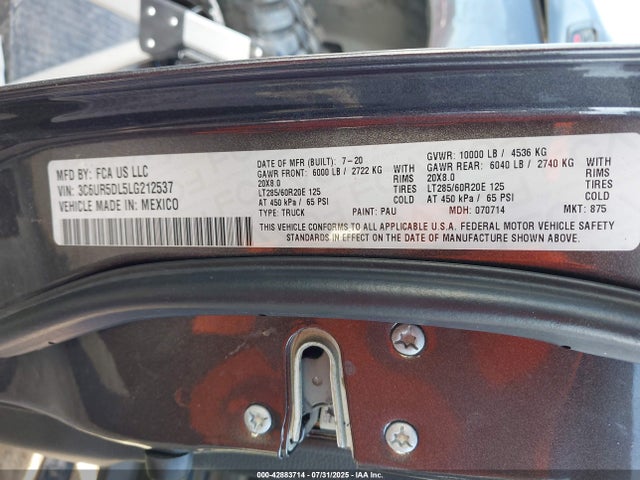 3C6UR5DL5LG212537 RAM 2500