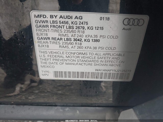 2018 AUDI Q5 WA1ANAFYXJ2125273 Photo 8