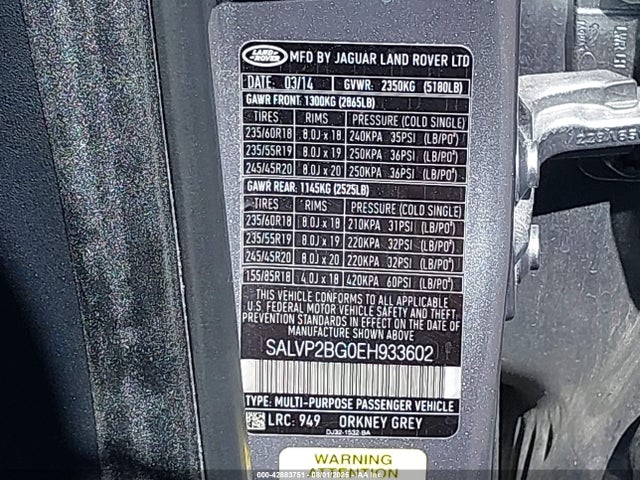 SALVP2BG0EH933602 Land Rover RANGE ROVER EVOQUE