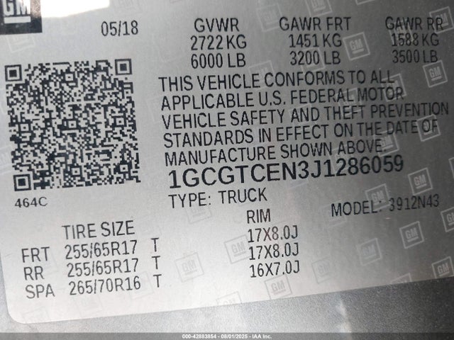 1GCGTCEN3J1286059 Chevrolet lgz - di: direct injection, vvt: variable valve timing, alum, var2, gen2