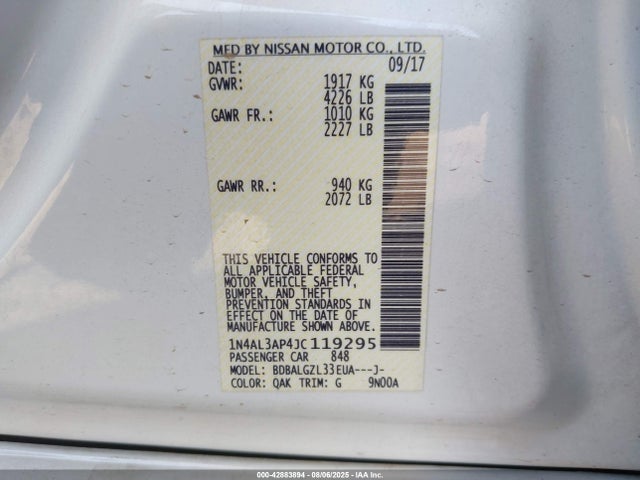 1N4AL3AP4JC119295 Nissan Altima