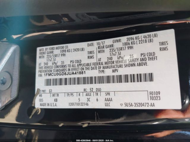 2018 FORD ESCAPE 1FMCU0GD8JUA41881 Photo 8