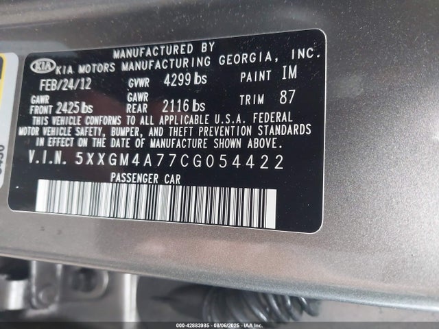2012 KIA OPTIMA 5XXGM4A77CG054422 Photo 8