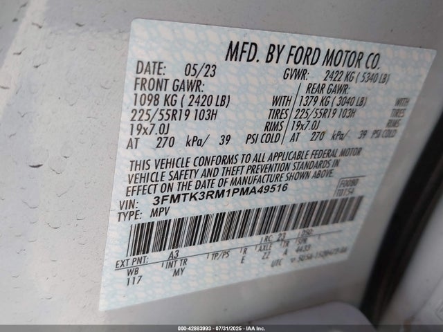 Ford 2023 2023 3FMTK3RM1PMA49516 Image 9