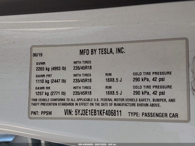 2019 TESLA MODEL 3 5YJ3E1EB1KF406811 Photo 8