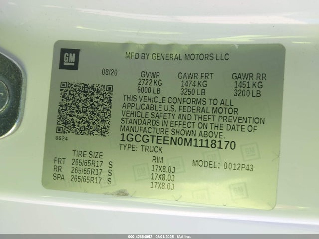 1GCGTEEN0M1118170 Chevrolet lgz - di, vvt, alum, var2, gen 2