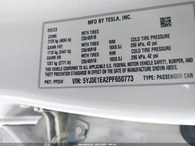 2023 TESLA MODEL 3 5YJ3E1EA2PF650773 Photo 8