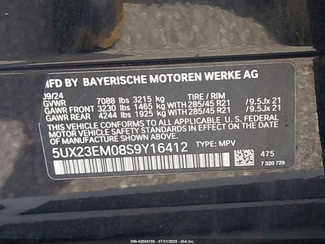 2025 BMW X7 5UX23EM08S9Y16412 Photo 8