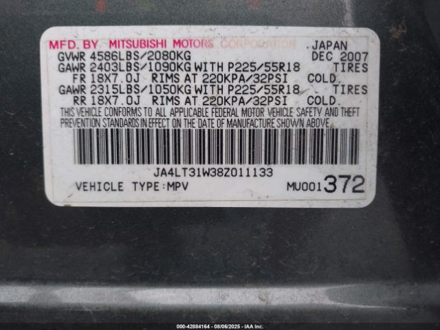 2008 MITSUBISHI OUTLANDER JA4LT31W38Z011133 Photo 8