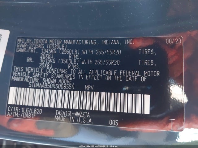 Toyota Grand Highlander Platinum 2024 5TDAAAB50RS008559 Image 9