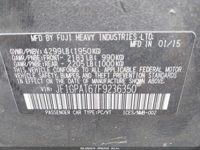JF1GPAT67F9236350 Subaru 2.0l na