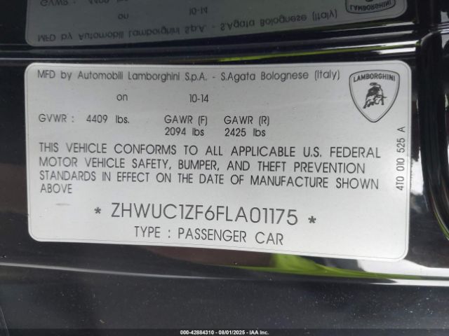 2015 LAMBORGHINI HURACAN ZHWUC1ZF6FLA01175 Photo 8