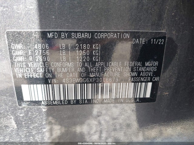 4S3BWGG6XP3006679 Subaru u4