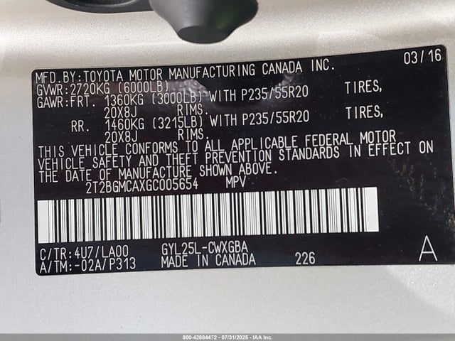 Lexus 2016 2016 2T2BGMCAXGC005654 Image 9