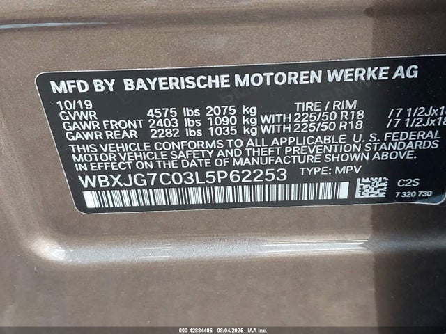 WBXJG7C03L5P62253 BMW 2020