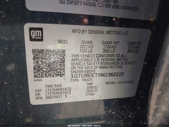 1GTU9EET5MZ362222 GMC lm2