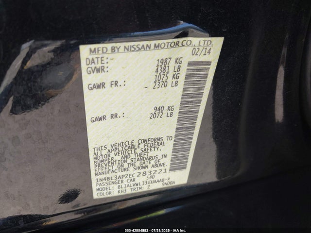 Nissan 2014 2014 1N4BL3AP2EC283221 Image 9