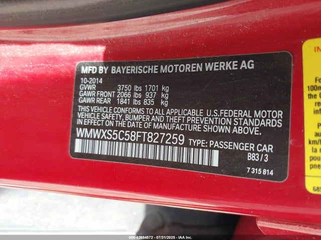 2015 MINI HARDTOP WMWXS5C58FT827259 Photo 8