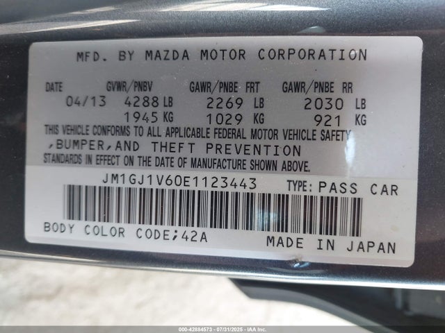 Mazda py 2014 JM1GJ1V60E1123443 Image 9