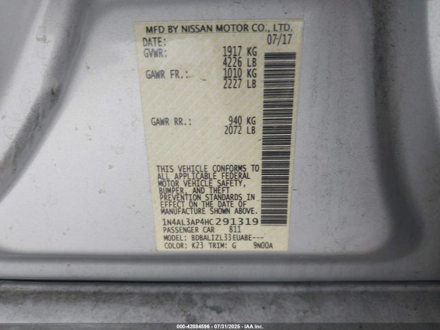 1N4AL3AP4HC291319 Nissan Altima