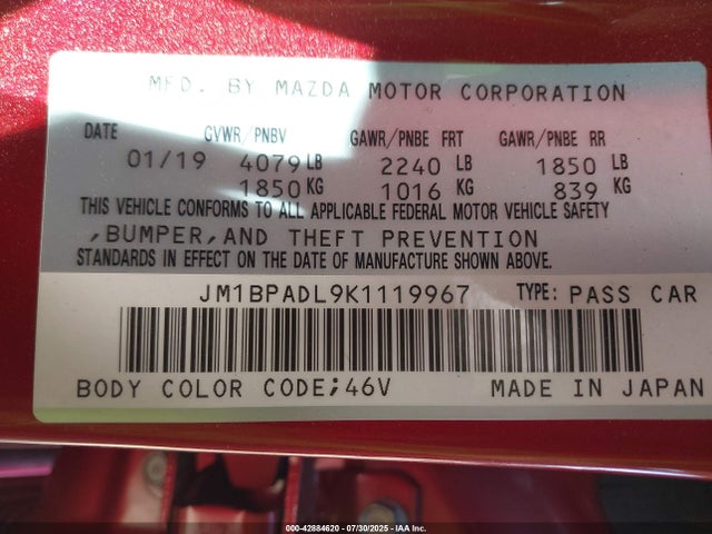 Mazda py 2019 JM1BPADL9K1119967 Image 9
