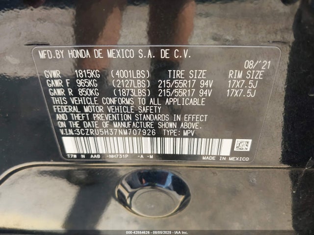 3CZRU5H37NM707926 Honda r18z9