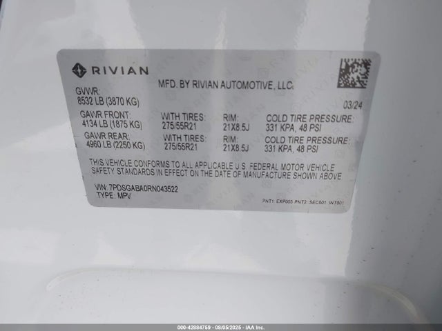 Rivian R1s 2024 7PDSGABA0RN043522 Image 9