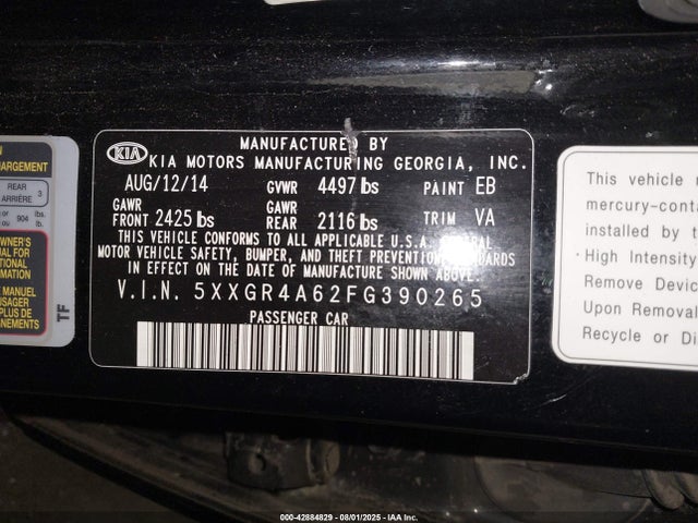 5XXGR4A62FG390265 KIA dohc t-gdi theta-ii