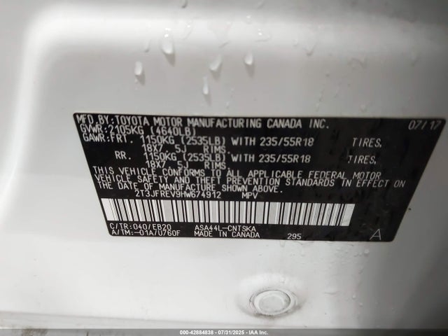 Toyota 2ar-fe 2017 2T3JFREV9HW674912 Image 9