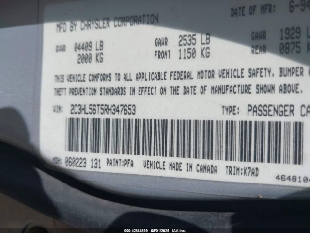 1994 CHRYSLER CONCORDE 2C3HL56T5RH347653 Photo 8