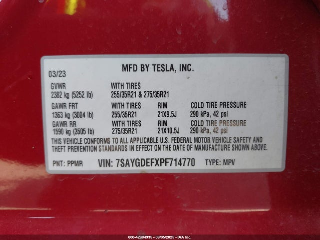 2023 TESLA MODEL Y 7SAYGDEFXPF714770 Photo 8