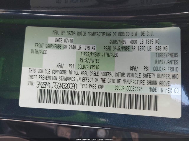 3MZBM1U75GM320090 Mazda pe