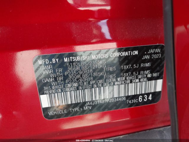2023 MITSUBISHI OUTLANDER JA4J3TA87PZ034406 Photo 8